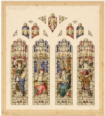 Clayton & Bell: Design for a 4-panel stained glass window, 1913